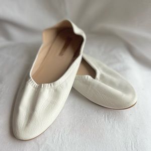 Women’s White Leather Flats